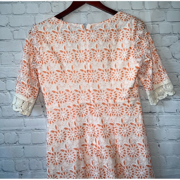 Chris Mclaughlin White & Orange floral short sleeve dress size 6 - Picture 10 of 11